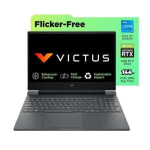 HP Victus Gaming, 12th Gen Intel Core i5-12450H, NVIDIA RTX 2050, 8GB DDR4, 512GB SSD, (Win 11, Office 21, Blue, 2.29kg),15.6-inch(39.6cm),144Hz, 9MS, IPS, FHD Gaming Laptop,Backlit KB, B&O, fa1372TX